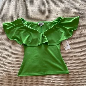 NWT Unique Vintage Bright Green Frenchie Top - S/4